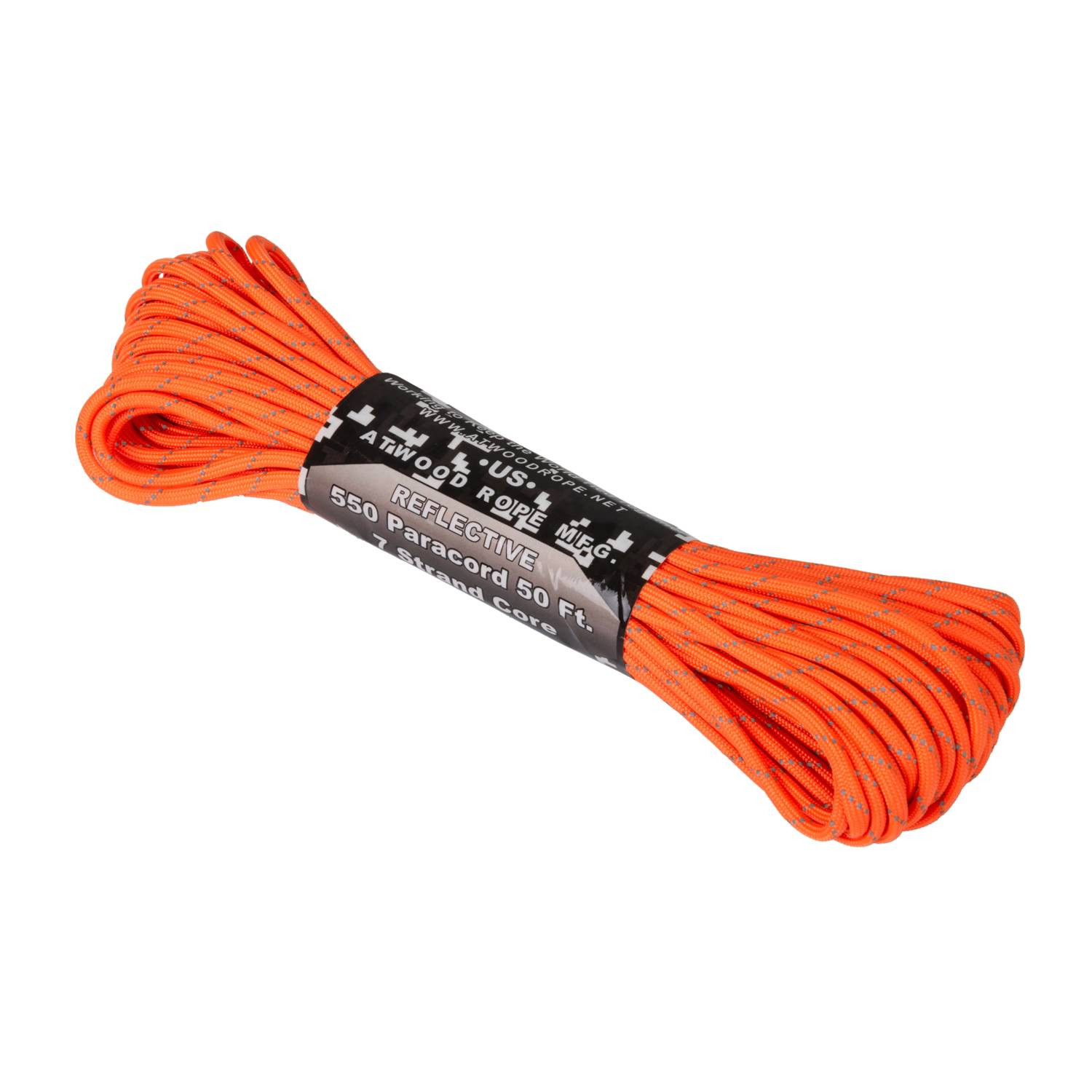 Orange with Reflective Tracers Military Grade 550 Paracord 50 Feet 
