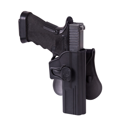 Release Button Holster for Glock 17 with Paddle - Military Grade Polymer Detail 1